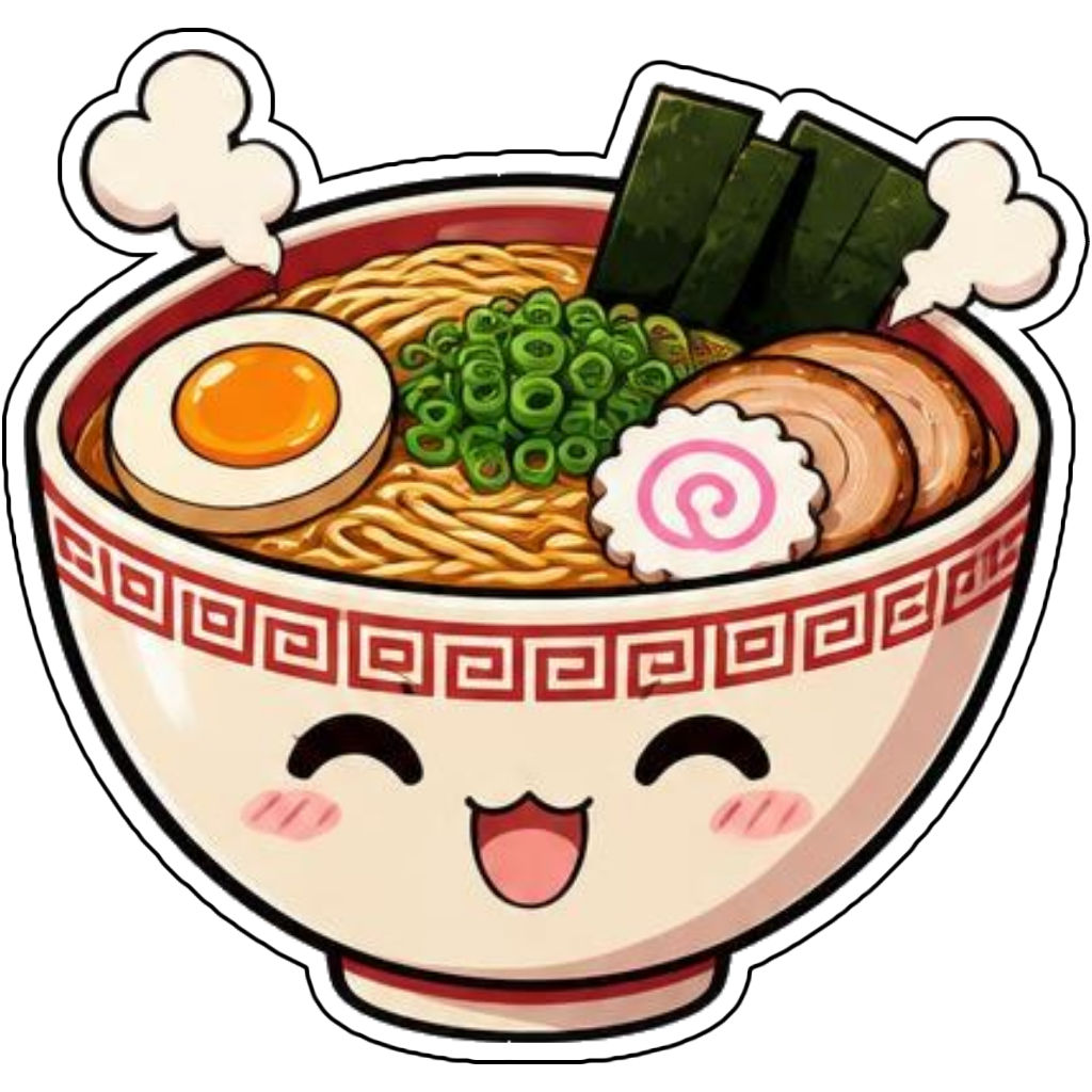 A ramen bowl with a happy face