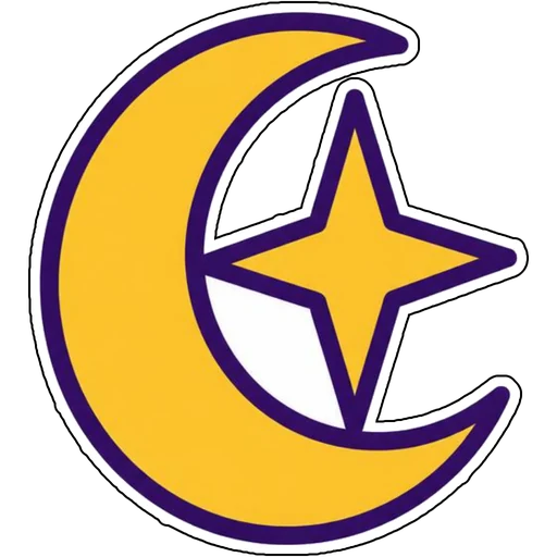 A crescent moon cradling a small star