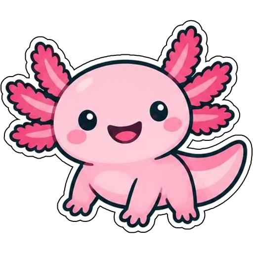 A smiling pink axolotl