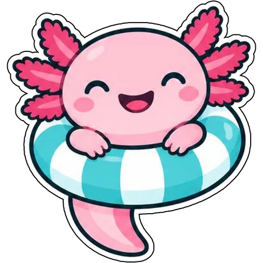 An axolotl floating in a swim ring