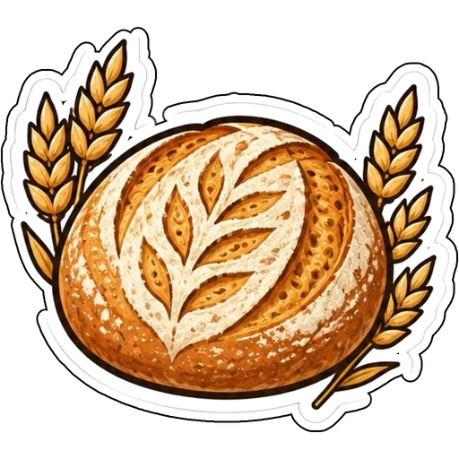 A scored sourdough loaf with wheat stalks