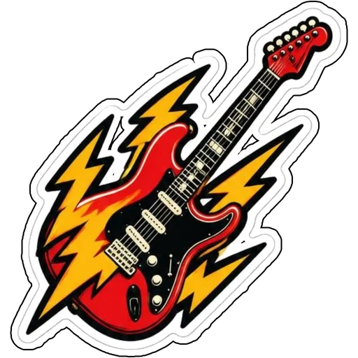 An electric guitar with lightning bolts