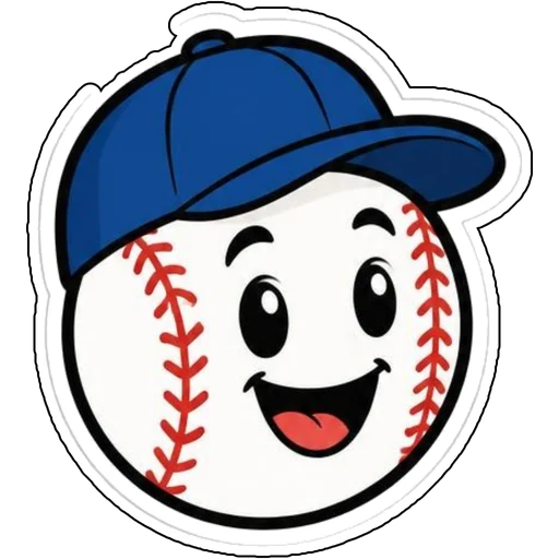 A smiling baseball wearing a cap