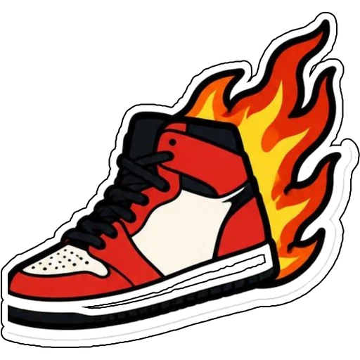 A high-top sneaker with flames