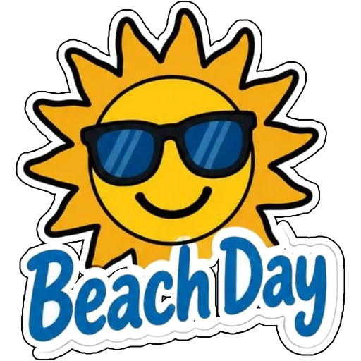 A sun in sunglasses that says Beach Day