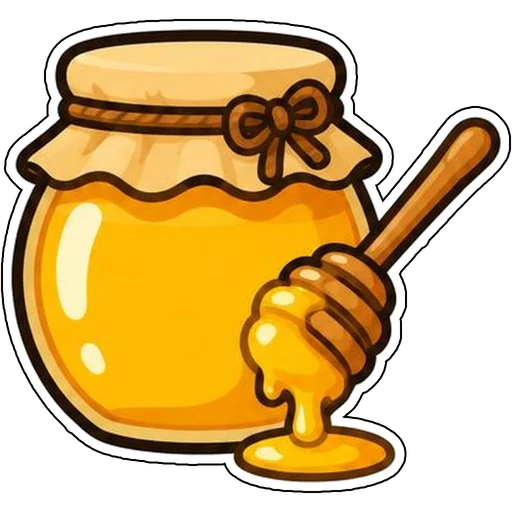 A honey jar with a dripping dipper