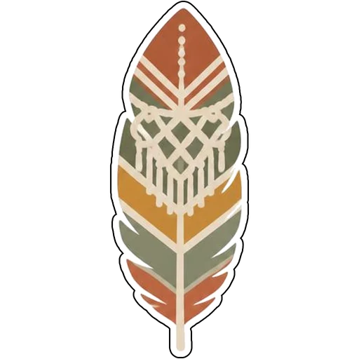 A feather with macrame pattern