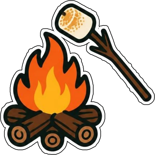 A campfire with a toasted marshmallow