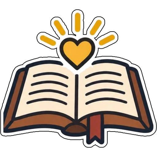 An open Bible with a small glowing heart