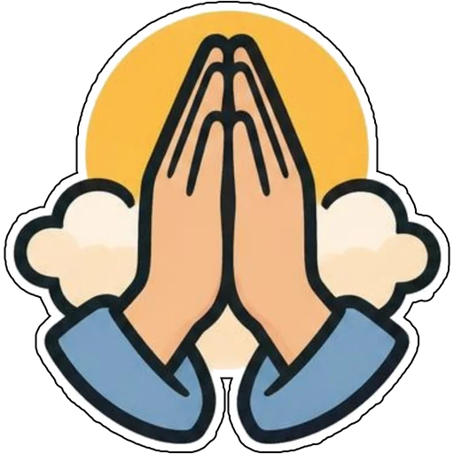 Praying hands in front of a sunrise