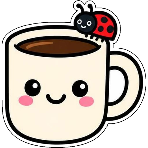 A coffee mug with a tiny bug on the rim