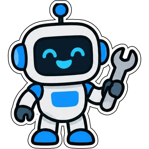 A friendly robot holding a wrench