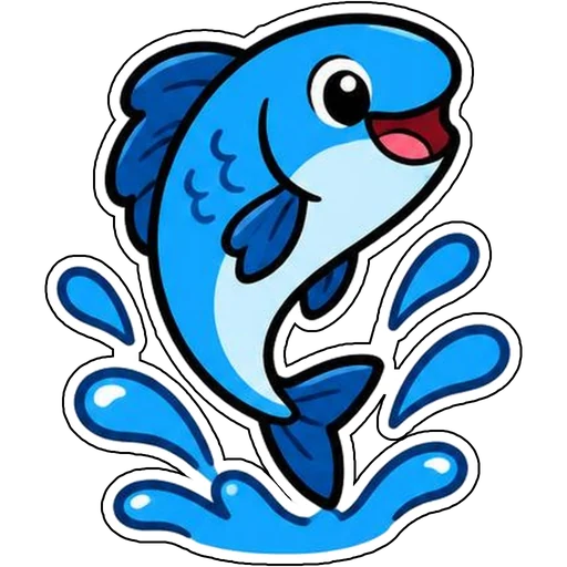 A cartoon fish leaping from a splash