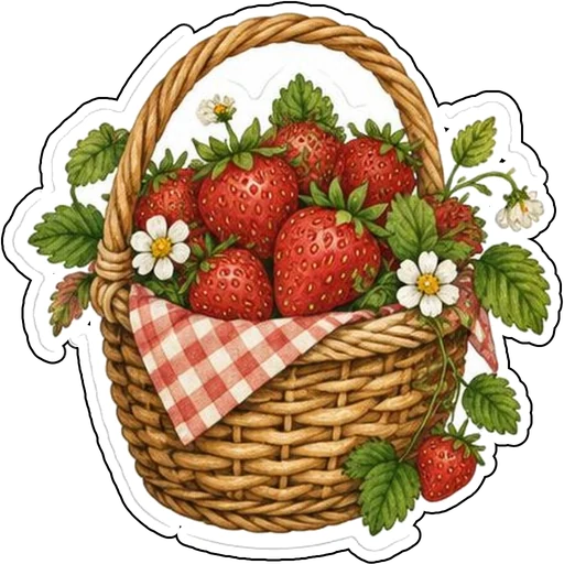 A wicker basket full of strawberries