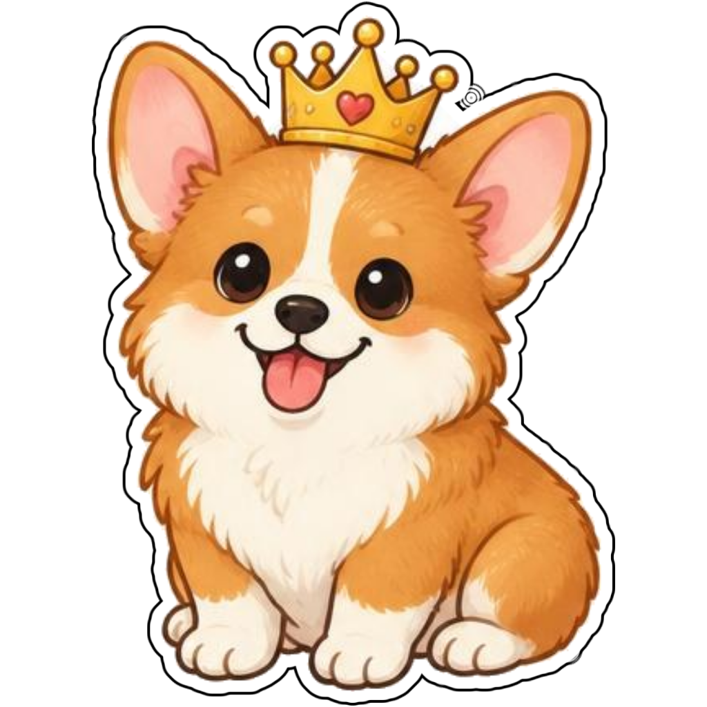 A corgi wearing a tiny crown