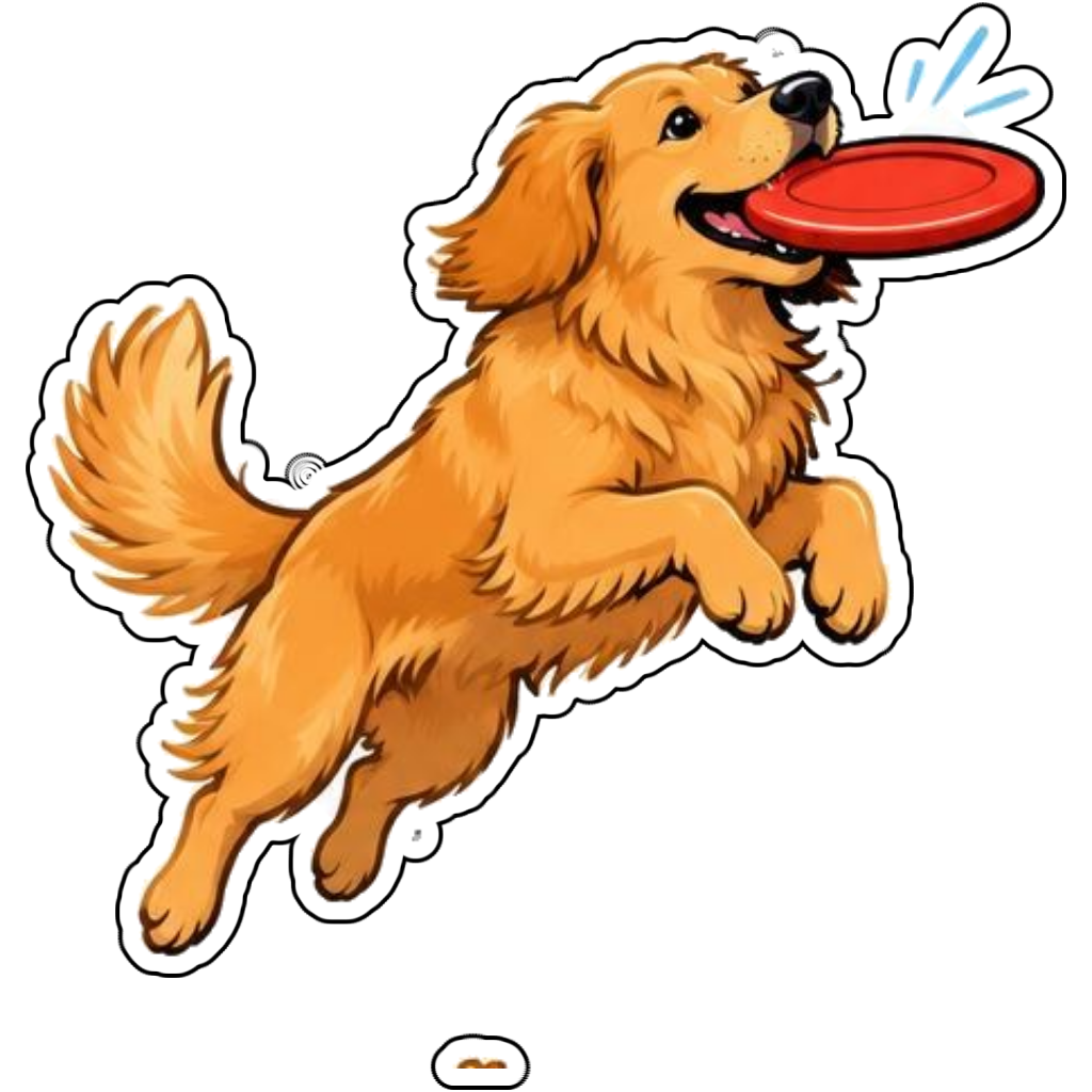 A golden retriever catching a frisbee
