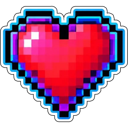 A glowing pixel-art heart