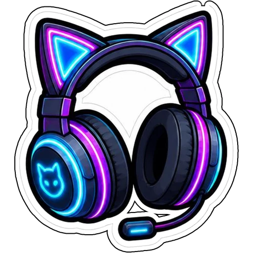 A cat-ear gaming headset with neon lights