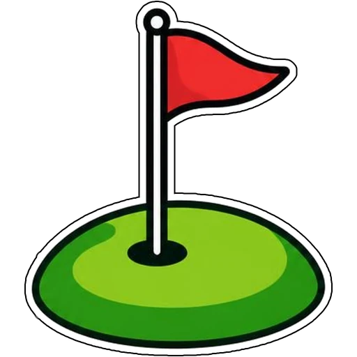 A flag on a round putting green
