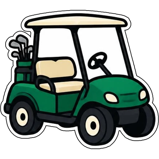 A vintage green golf cart