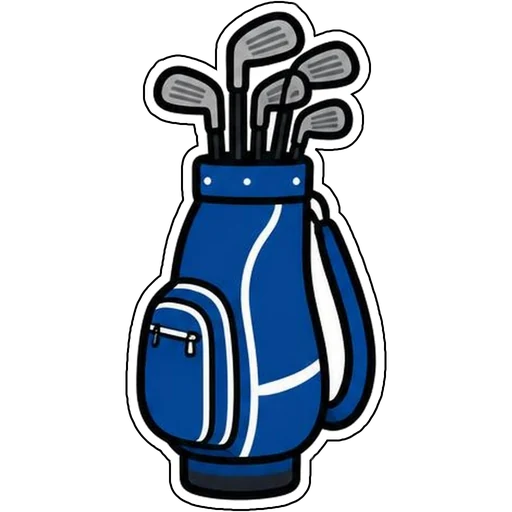 A blue golf bag full of clubs