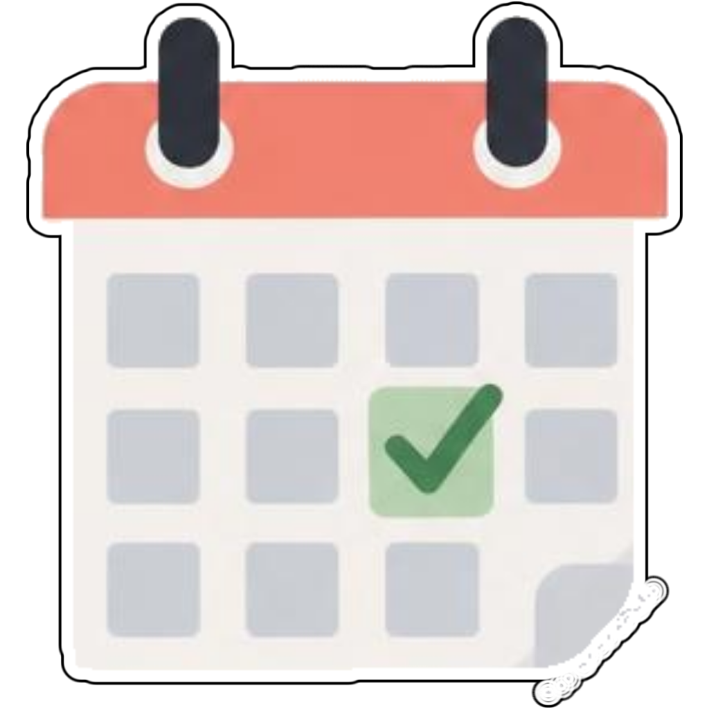 A tiny calendar with a check mark