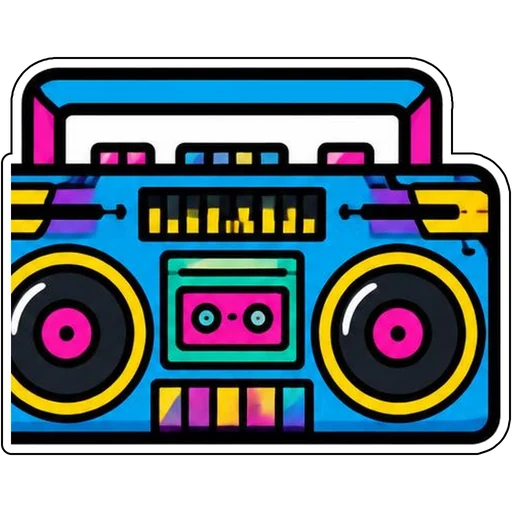 A colorful retro boombox