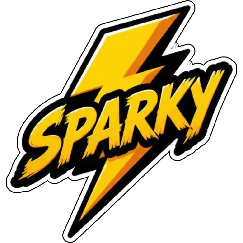 A lightning bolt saying SPARKY