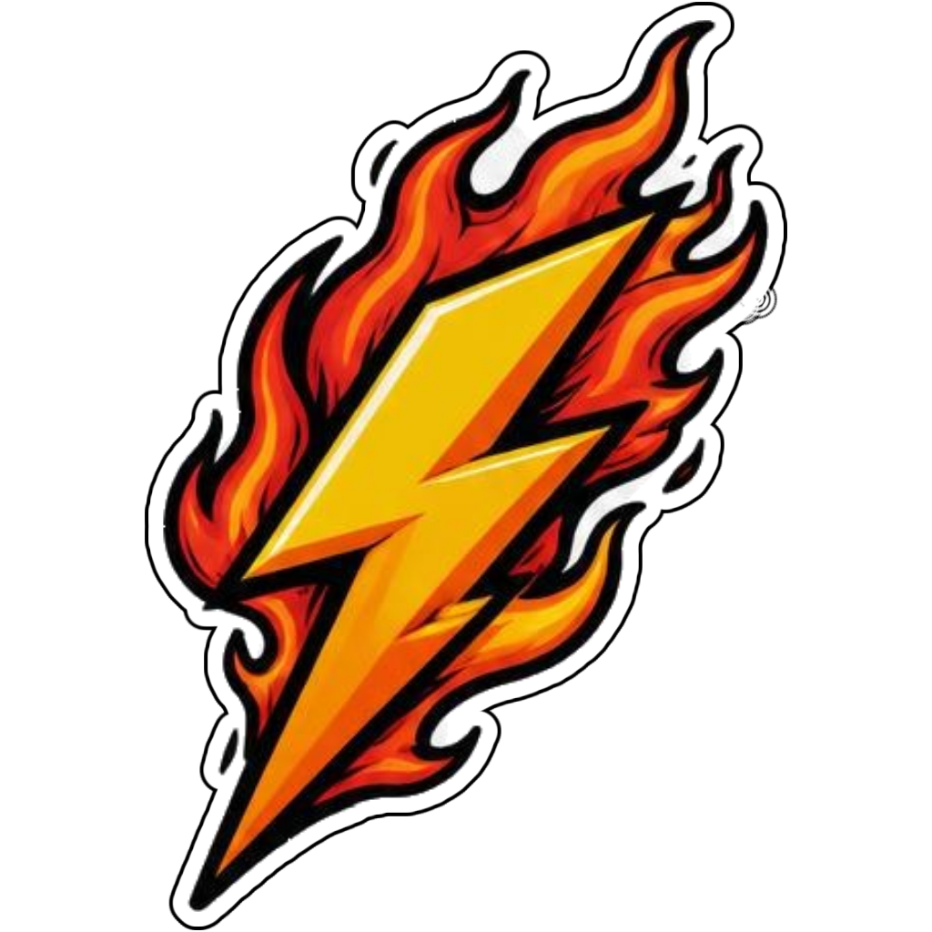A flaming lightning bolt