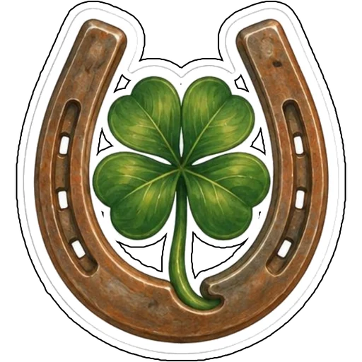 A horseshoe with a lucky clover inside