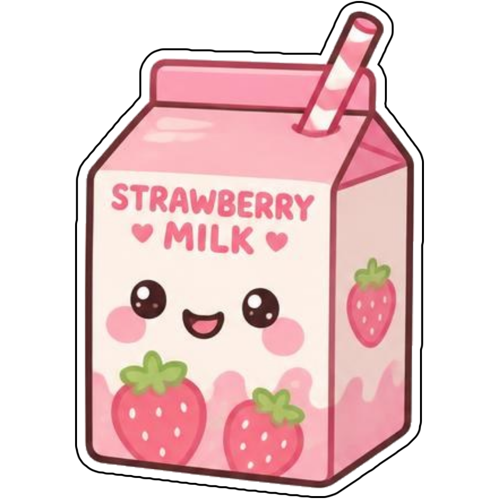 A smiling strawberry milk carton