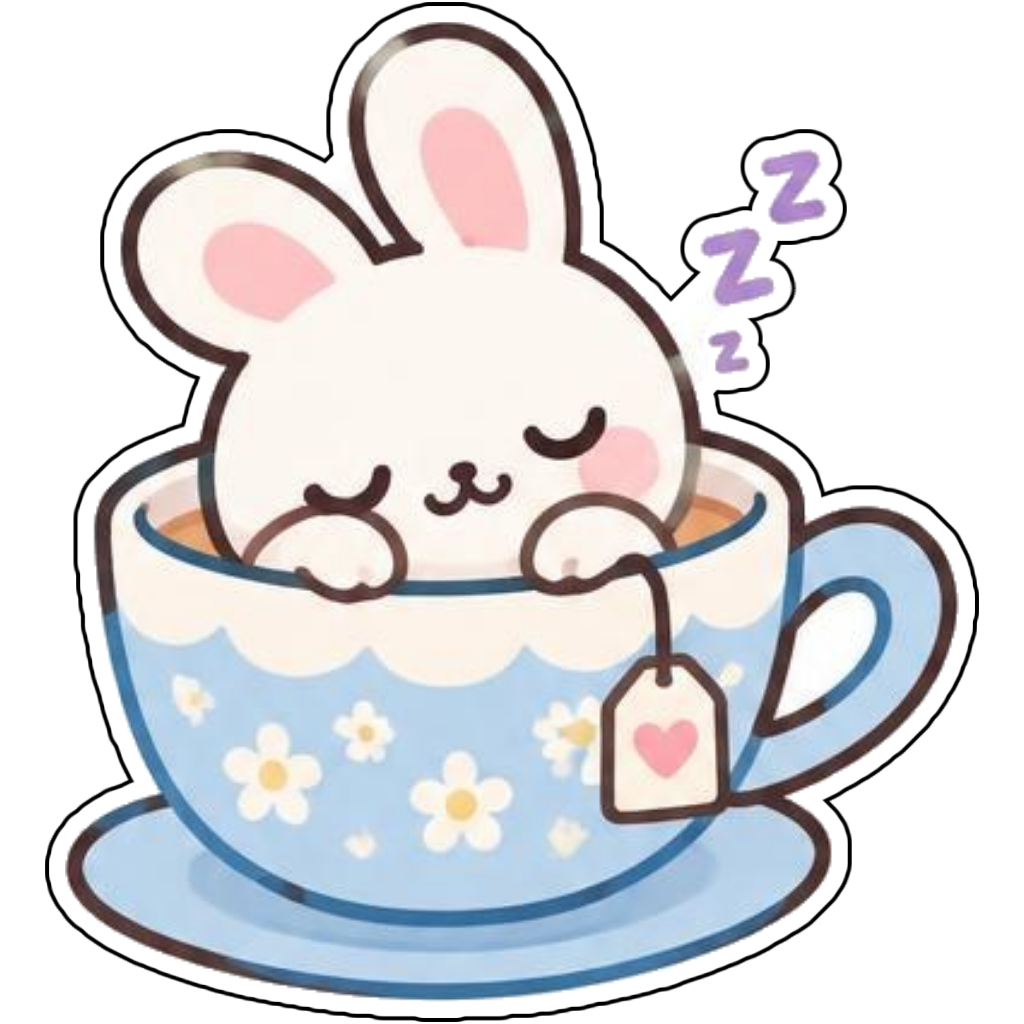 A sleepy bunny inside a teacup