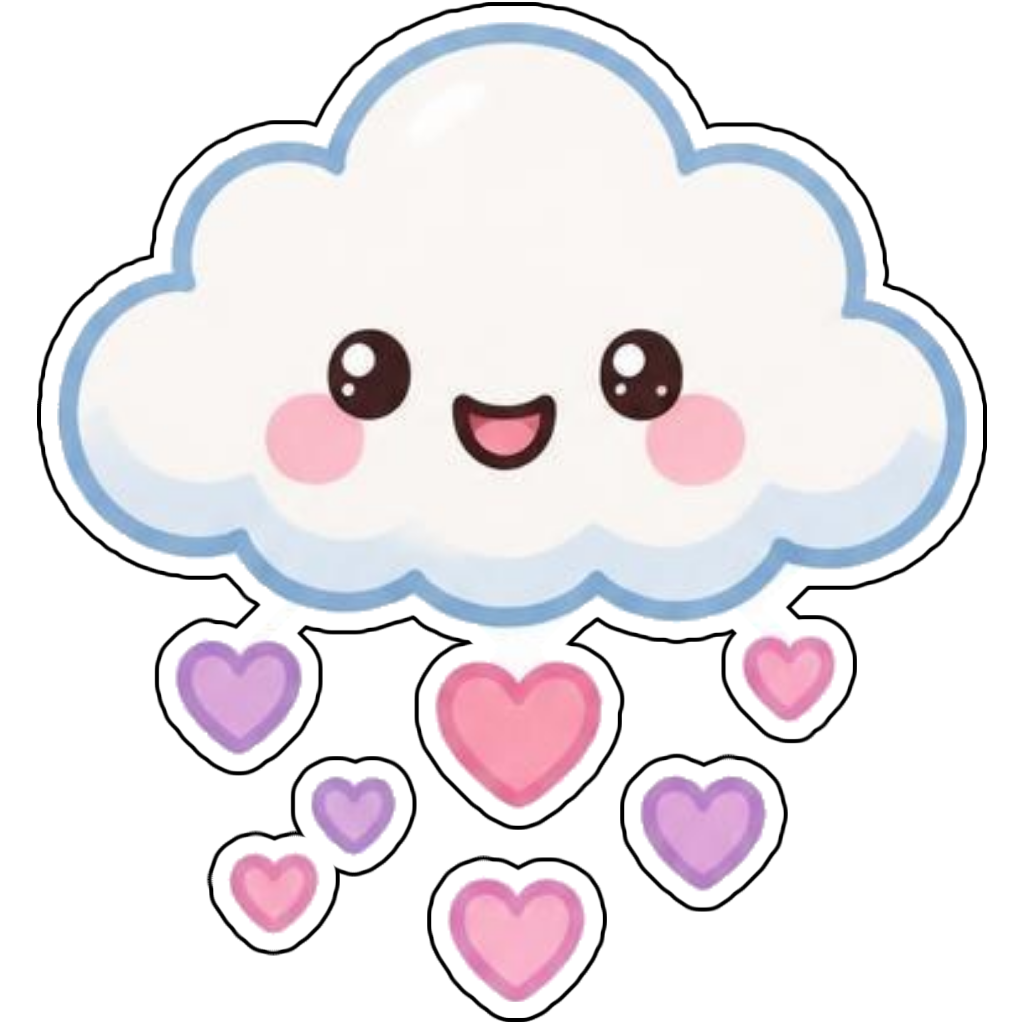 A happy cloud raining hearts