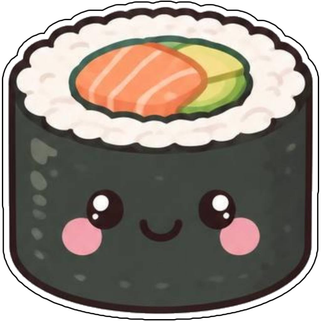 A sushi roll with rosy cheeks