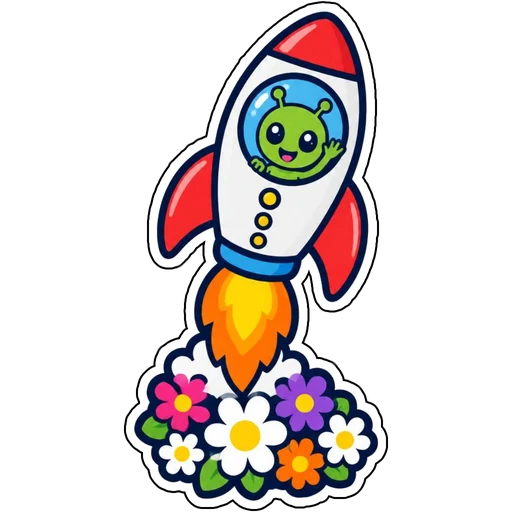 A little rocket sprouting flowers as it launches