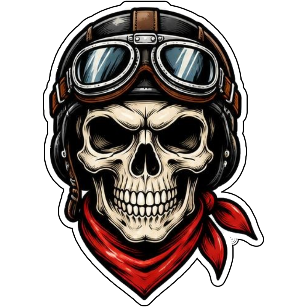 A skull wearing goggles