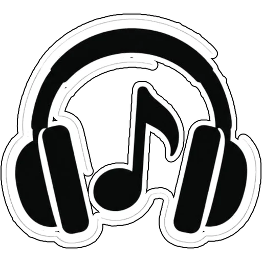 Headphones around a music note