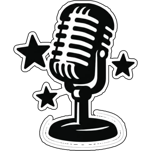 A retro microphone with stars