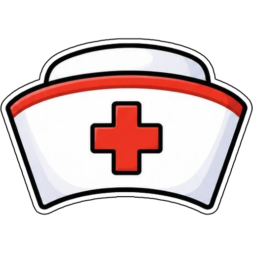 A classic nurse cap with a red cross