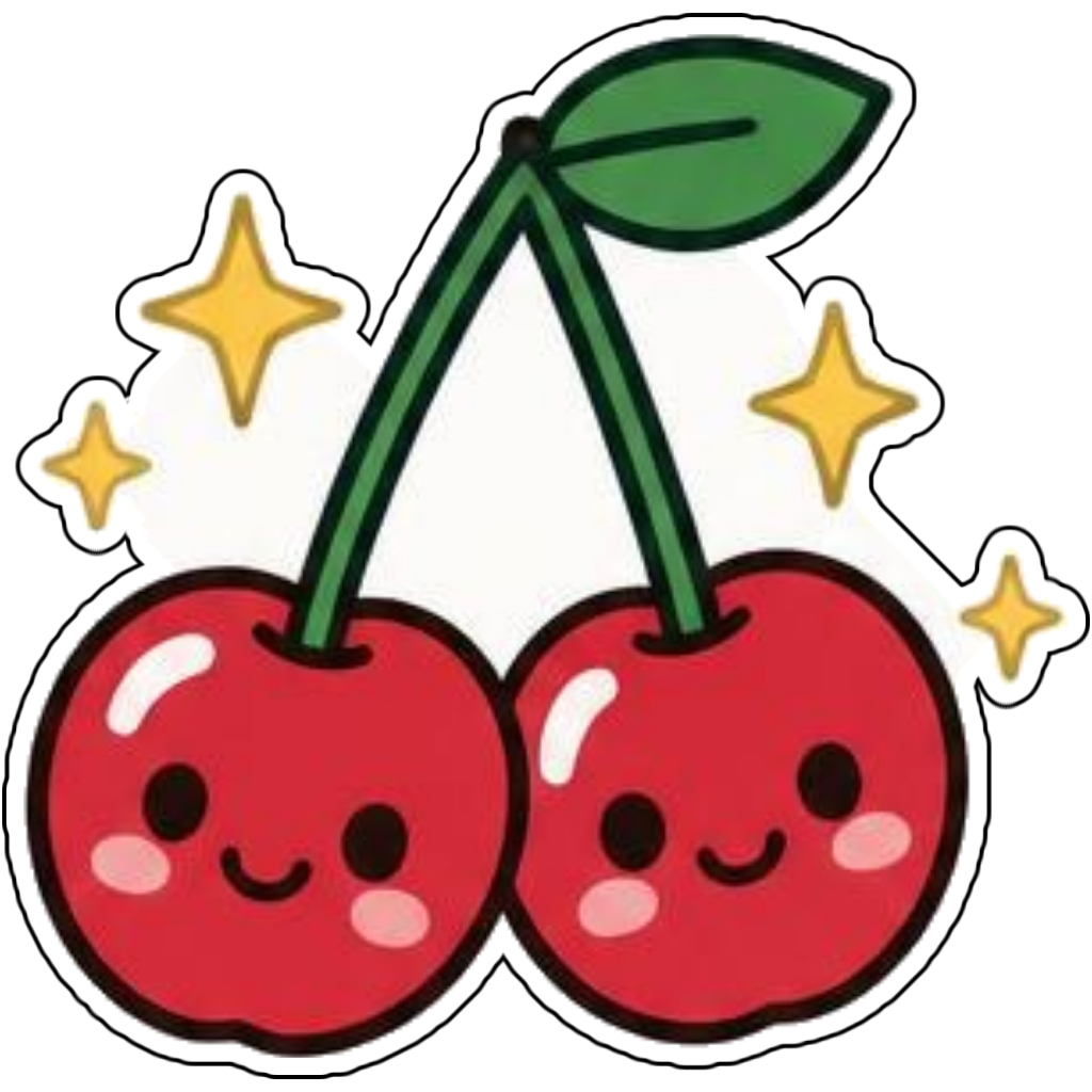 A tiny cherry pair with sparkles