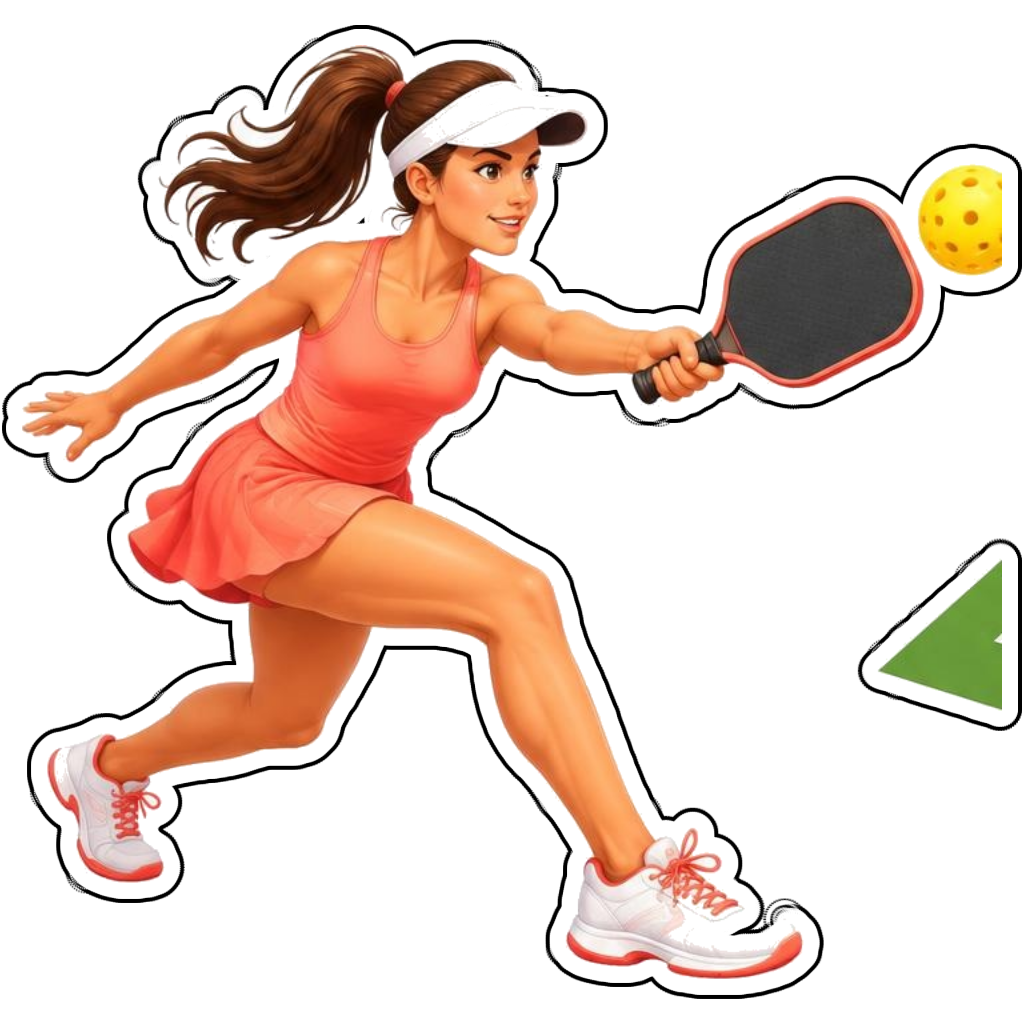 A player hitting a volley in coral sportswear