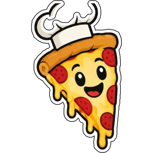 A pizza slice wearing a chef hat