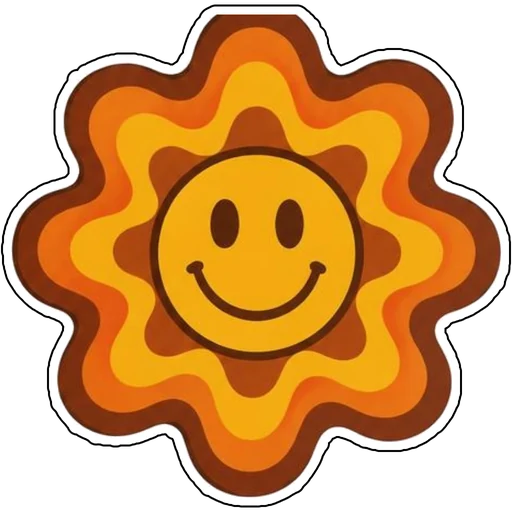 A wavy-petal 70s smiley flower