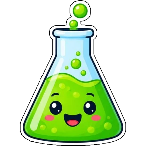 A smiling flask with bubbling green liquid