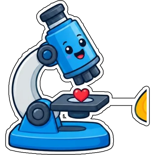 A microscope with a tiny heart on its stage