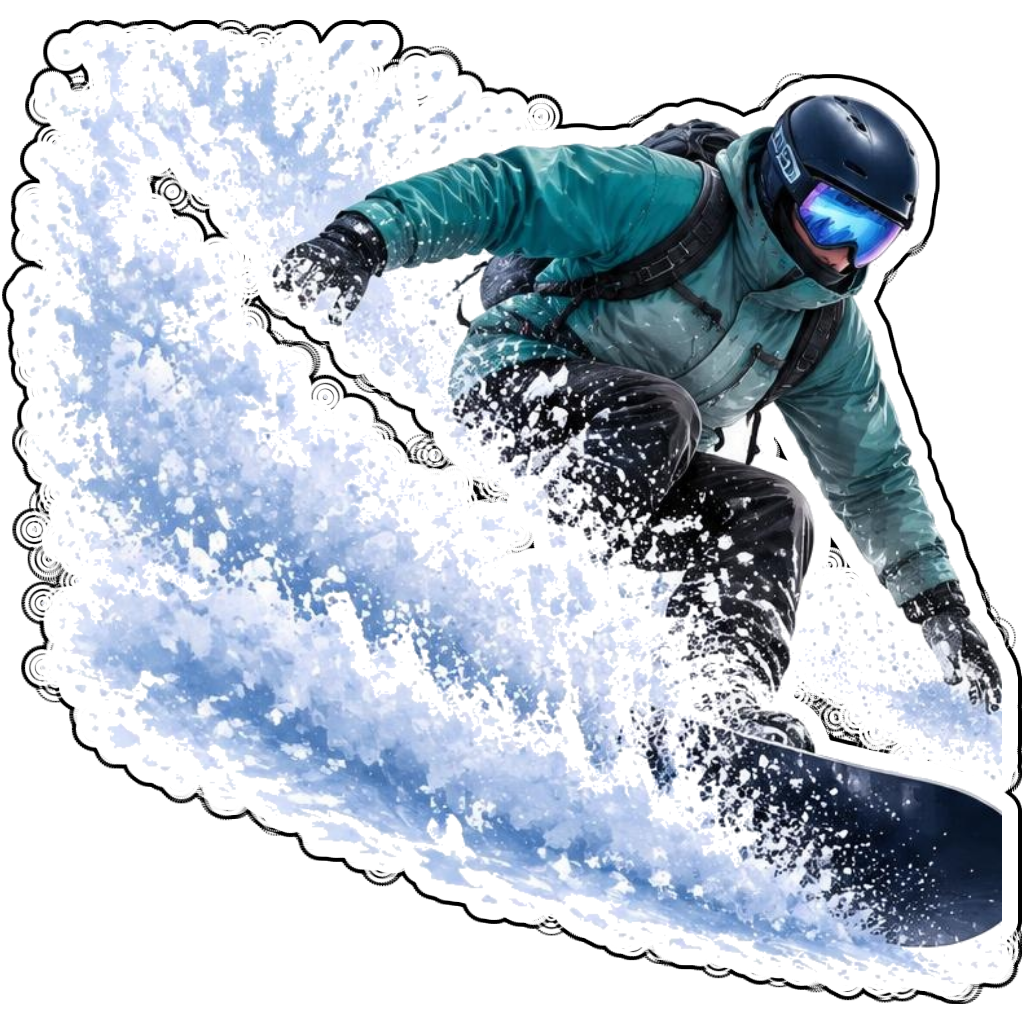 A rider slashing a cloud of powder