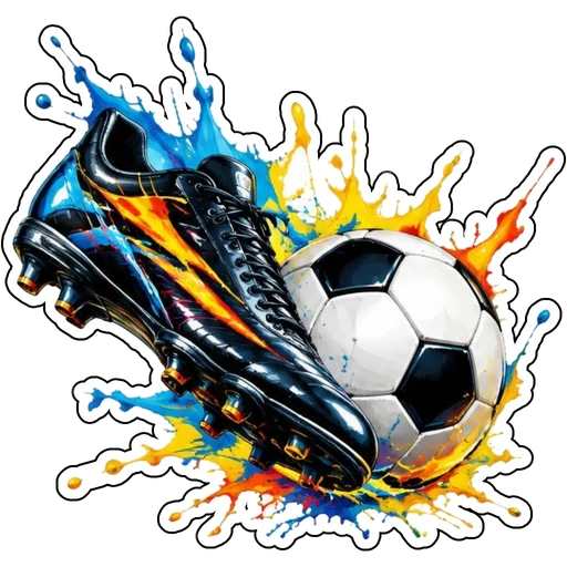A soccer boot and ball with colorful motion marks