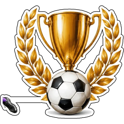 A trophy with a soccer ball and golden laurels