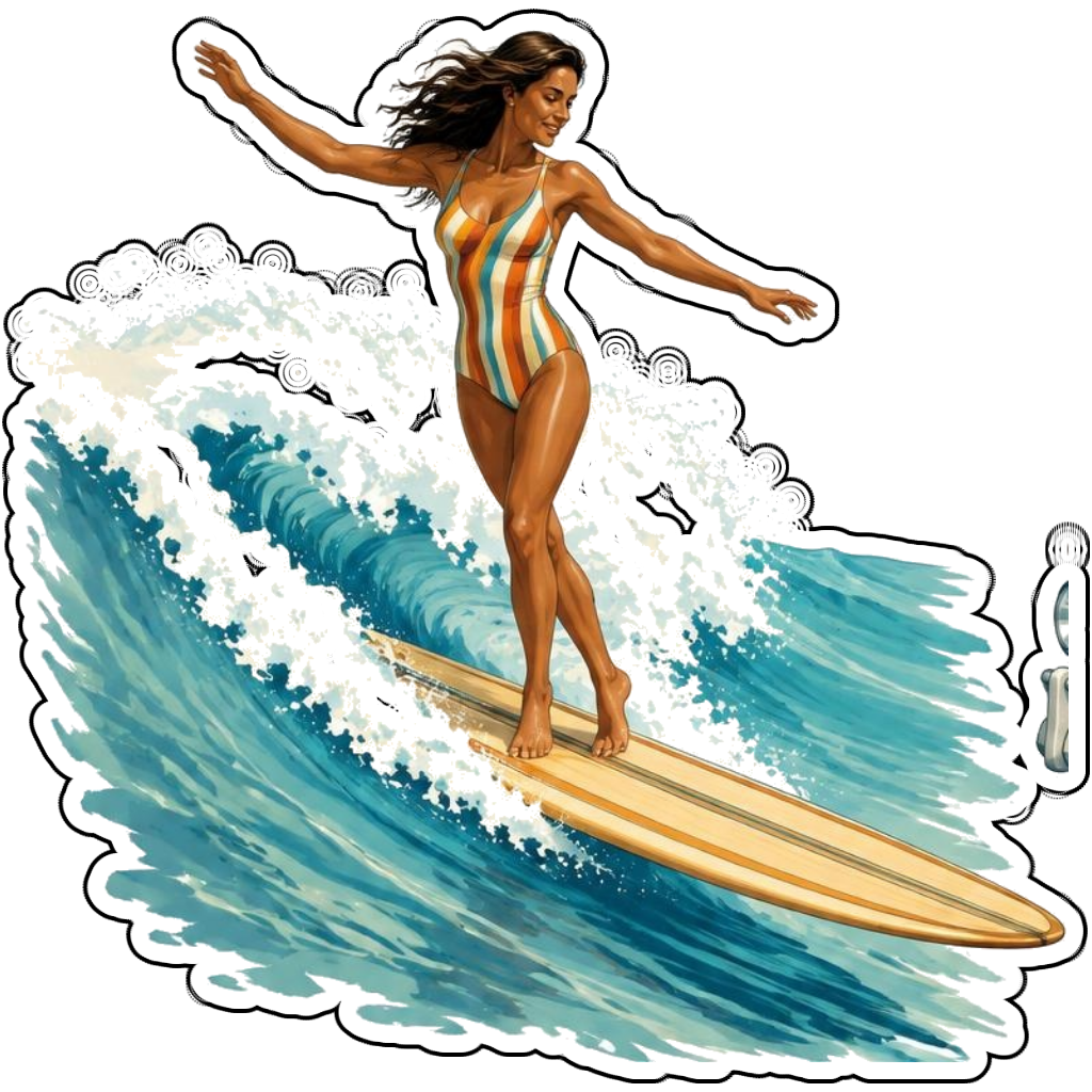 A longboard surfer hanging ten