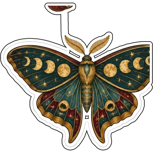 A moth with moon phases along its wings